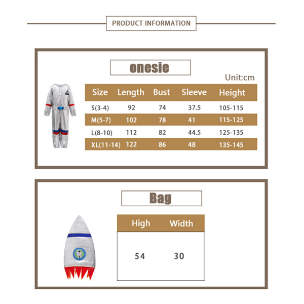 Barn Astronaut Kostym Uniform Spel Prestanda Kostym Karneval L