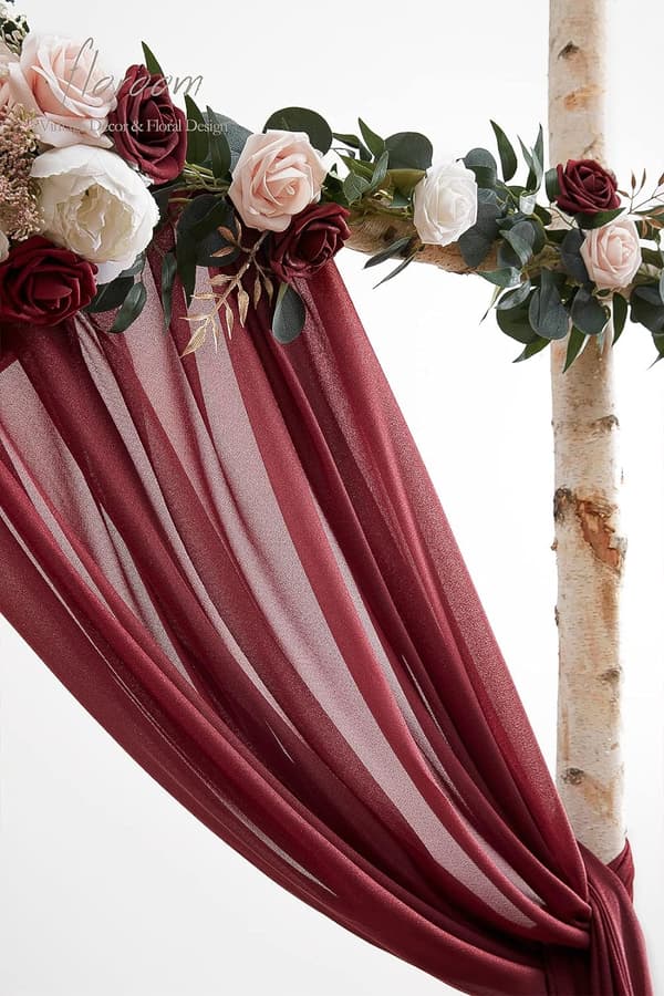 Bryllupsbue Drapere Stoff 2 Paneler 20Ft Burgundy 75*300cm