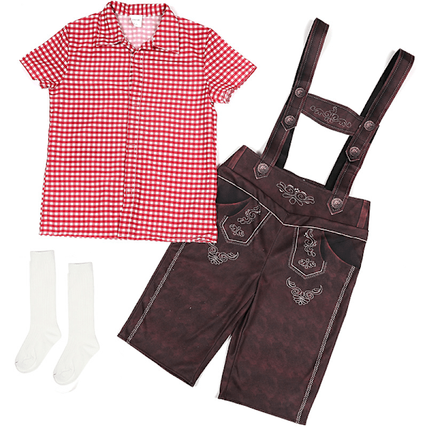 Barn Oktoberfestdräkt Pojkar Bayeriska Lederhosen Dräkt Red XS