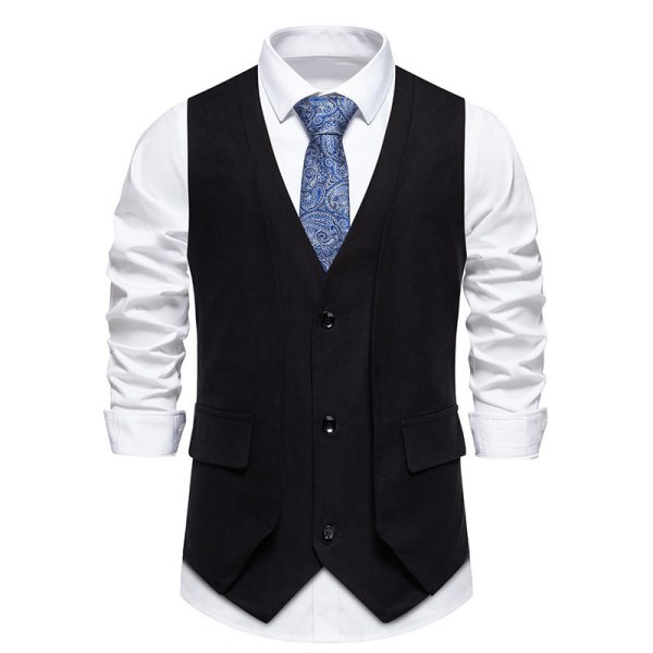 Formell modeväst för män i lager Västar för affärsklänning kostym BLACK S
