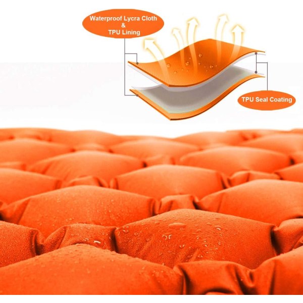 Sovsäckspåse Ultralätt Uppblåsbar Sovsäckspåse för Camping LT-04 Orange