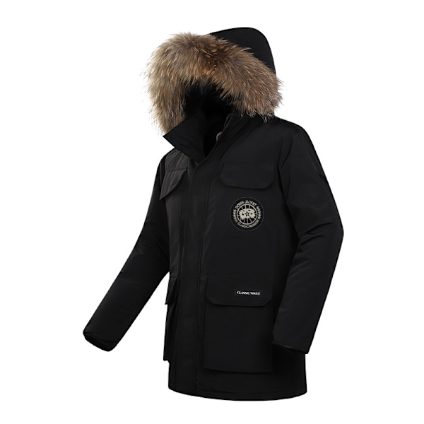 Mænds Tyk Vinterjakke, Varmt Parker Hættejakke Black 4XL