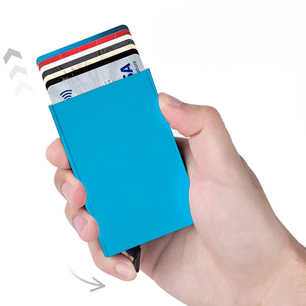 Pop Up Plånbok, Slank Minimalistisk Kreditkortshållare För Män Och Kvinnor BLUE