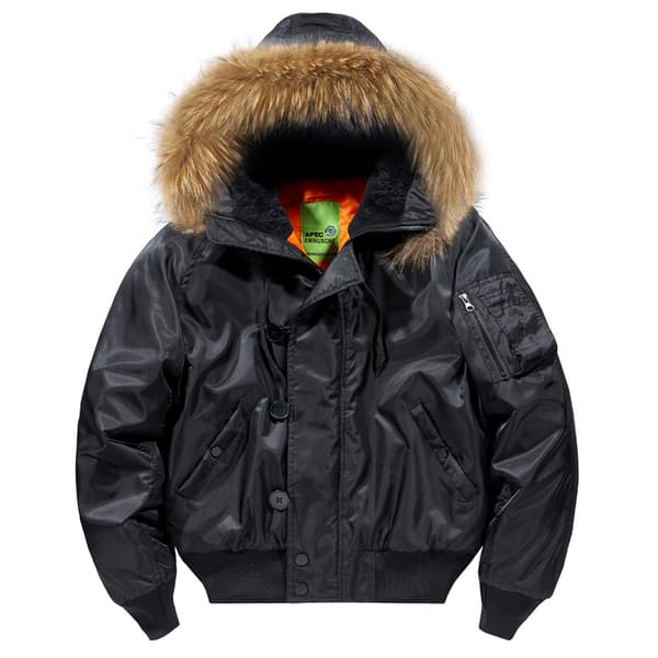Mænds Tyk Polstret Jakke til Efterår og Vinter Black 2XL