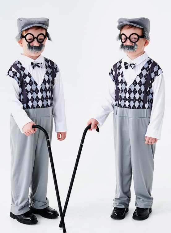 100-års Dag Gammel Mand Kostume Grey S
