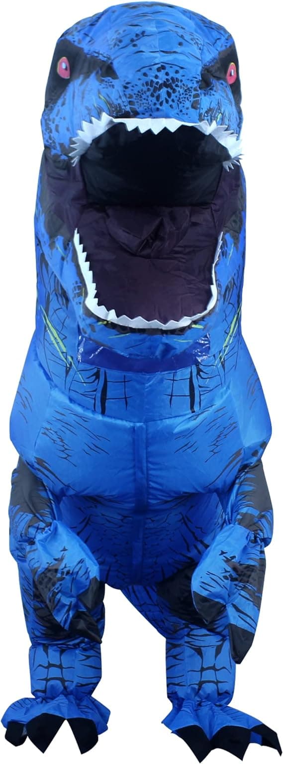 Oppblåsbart Dinosaurkostyme for Voksne, Dinosaur Oppblåsbart Kostyme for Voksne Blue