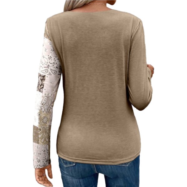 Enfärgad casual stickad skjorta för kvinnor med printed Brown L