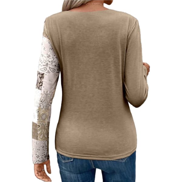 Kvinnlig Tryckt Solid Casual Långärmad Stickad Skjorta Brown S
