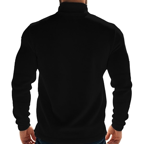 Fleeceforet Halvglidelåsgensere for Menn Mock Neck Pullover Genser Black 2XL