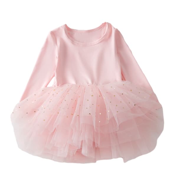 Flickande Ballet Tutu-klänning med Långärmad för Flickor Light Pink L