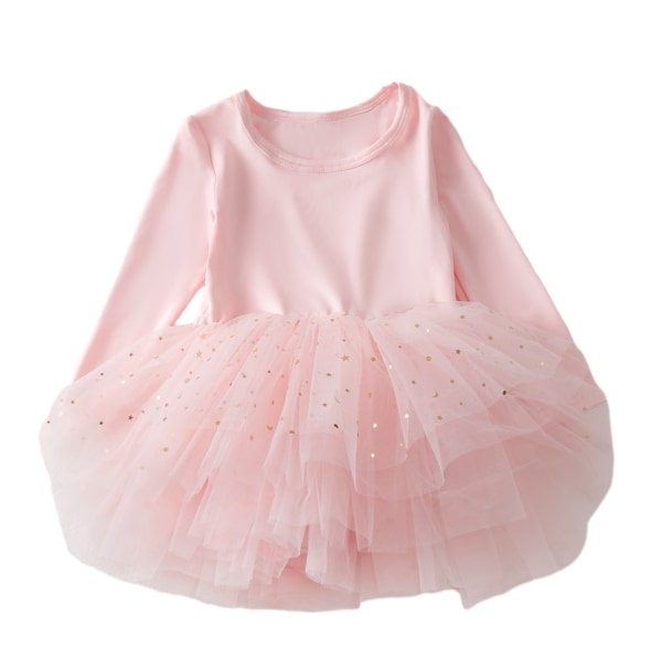 Tyttöjen pitkähihainen glitteritanssibaletti Tutu-trikoomekko Light Pink M