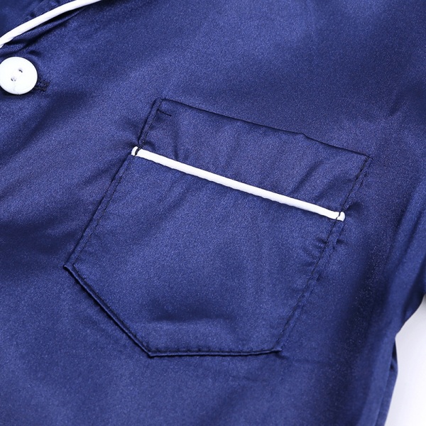 Satin Pyjamas Set i Siden, Kortärmad, Barnkläder för Sovkläder blue 130