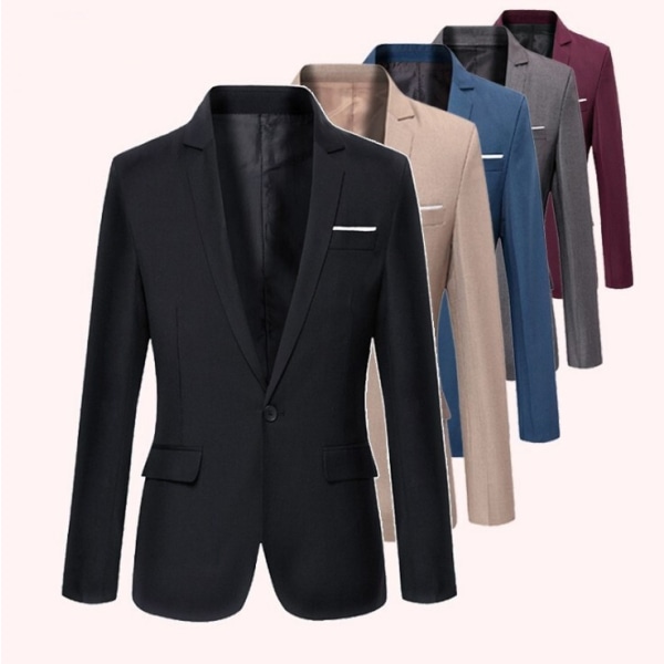 Casual Suit Slim Fit Jacketopp för män black XXXL