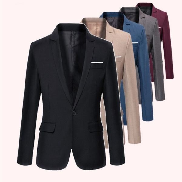 Casual Suit Slim Fit Jacketopp för män Blue L