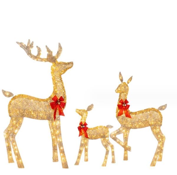 3 kpl Valoisa Joulupeuraperheen Setti 3PCS