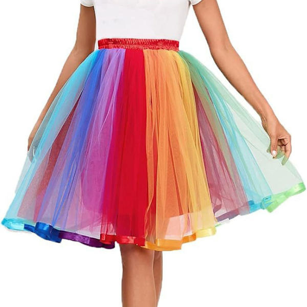 Naisten sateenkaari tyllihame kerroksittainen tyllihame rainbow color