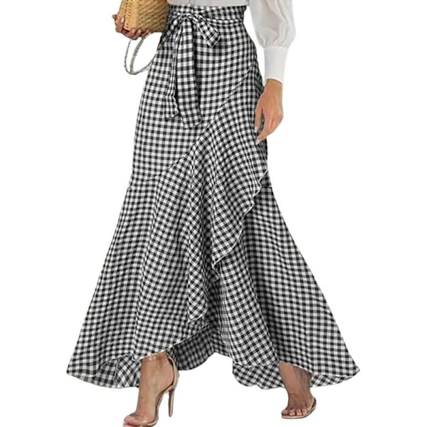 Casual Plaid Mermaid Maxi Nederdel til Kvinder Grey M