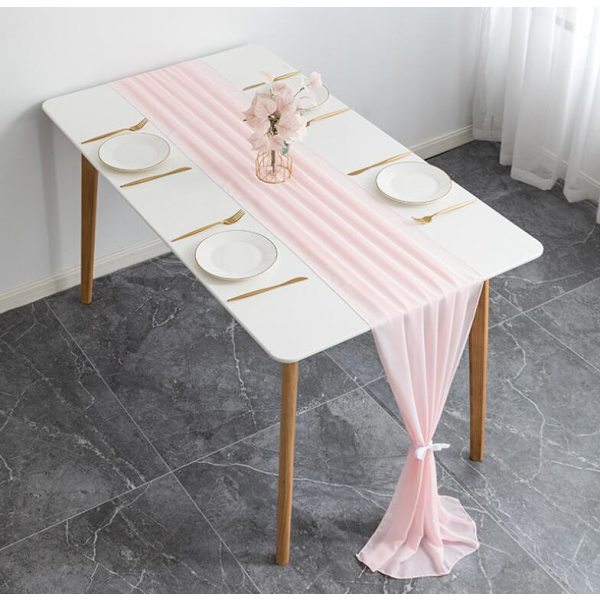 120*28 Tommer Solid Farge Chiffon Bordløper Pink