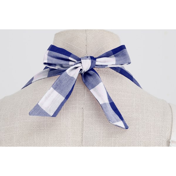 Pink Ternet Kjole til Kvinder Pink Gingham Kjole Vintage Rockabilly Kjoler Dark Blue M