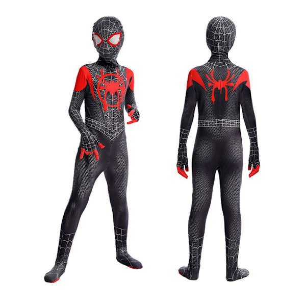 Spider-Man ungdom Halloween-dräkt, vadderad jumpsuit med mask Black Red 1 140