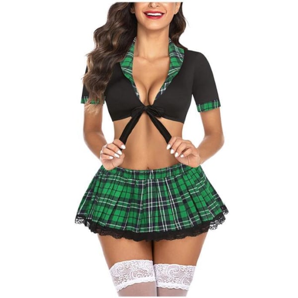 Kvinnors cheerleader kostymer Halloween black green S