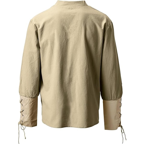 Miesten merirosvoasu keskiaikainen goottilainen nyöritys pitkähihainen paita renessanssi Khaki 2XL