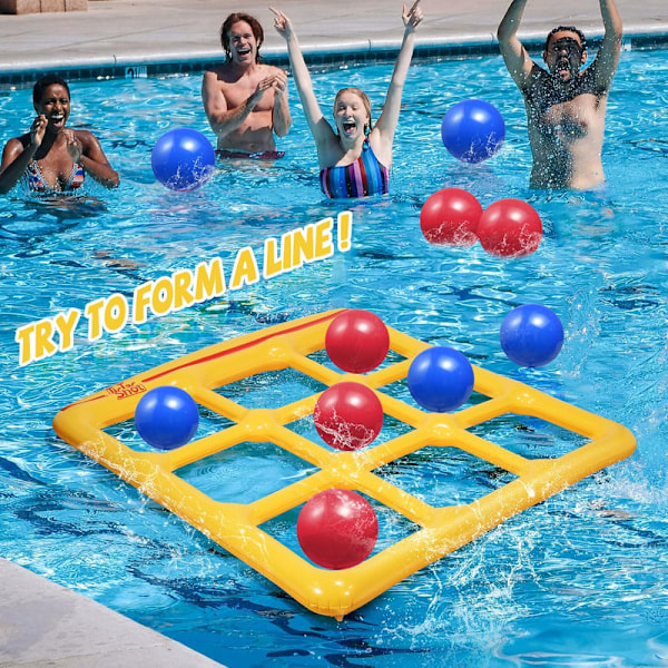 Poolleksaker Spelset - Tic-Tac-Toe Uppblåsbar Poolleksak med 10 Bollar yellow