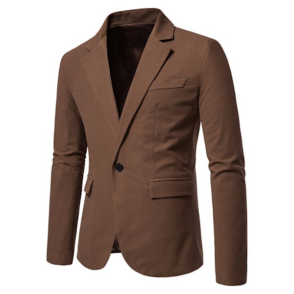 Herr Blazer Två Knappar Slim Fit Blazer Jacka Coffee XL