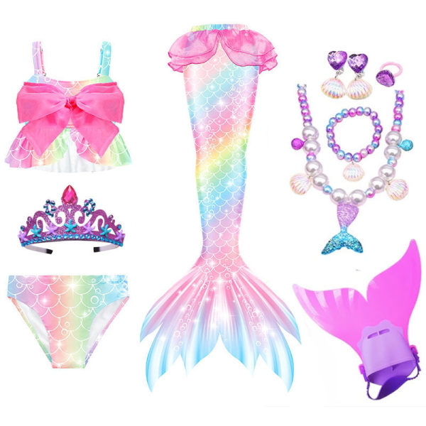 Sjöjungfru-svans Badkläder med Monofin Flickor Pojkar Badkläder Bikini Set style4 110cm