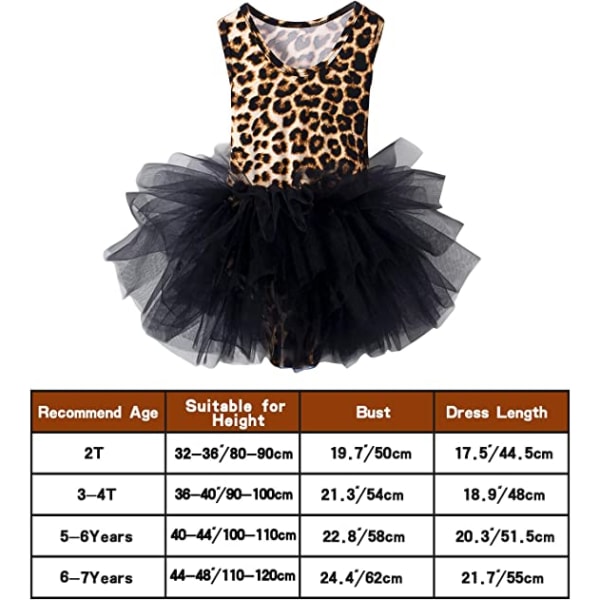 Toddler flickor Leopard Print Ballerina Outfit 5-6Y