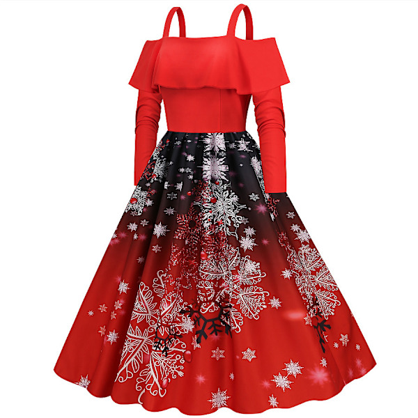 Vinter Julekjole Kvinder, Mode Dame Vintage Julefestkjole Style 2 M