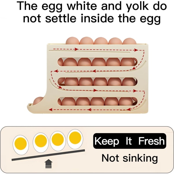 Äggdispenser, platsbesparande Rolling Eggs Dispenser för kylförvaring WHITE