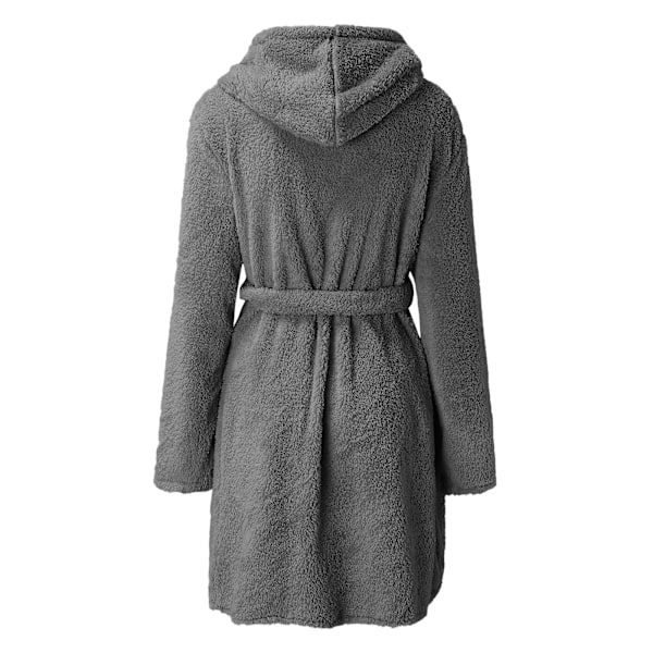 Kvinners hettegenser i fleece, korte plysj-kåper, myk varm spa-kåpe Gray M