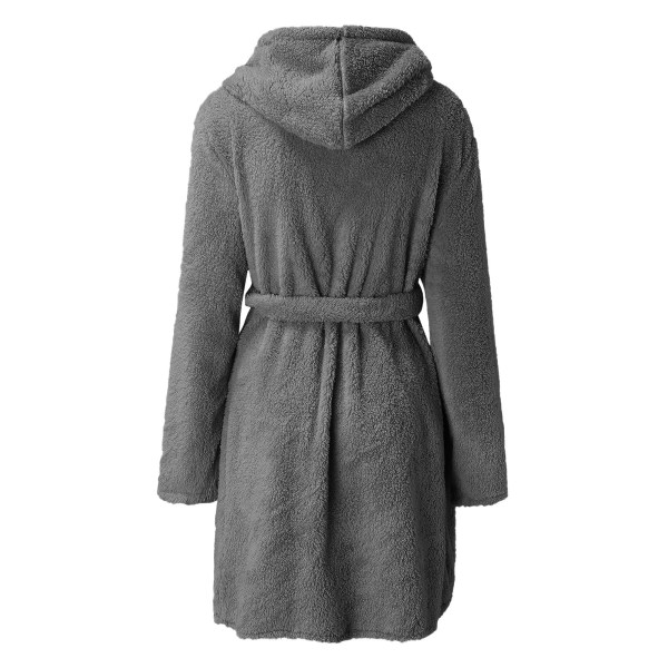 Naisten Huppari Fleece-aamutakki, Lyhyt Plus-aamutakit, Pehmeä Lämmin Spa-aamutakki Gray L