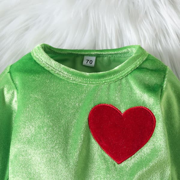 Nyfødt Baby Pige Juleudstyr Langærmet Solid Romper Fløjl 80cm