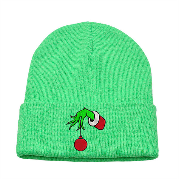 Kirjailtu Reuna-Pipo Hauska Hattu, Lämmin Jouluhattu Green 2