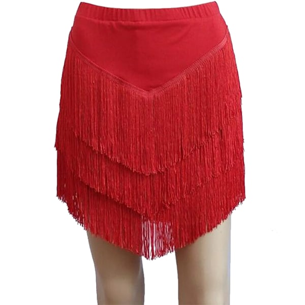 Kvinnors tofsar latin dans kjol, salsa tango rumba danskläder Red XL