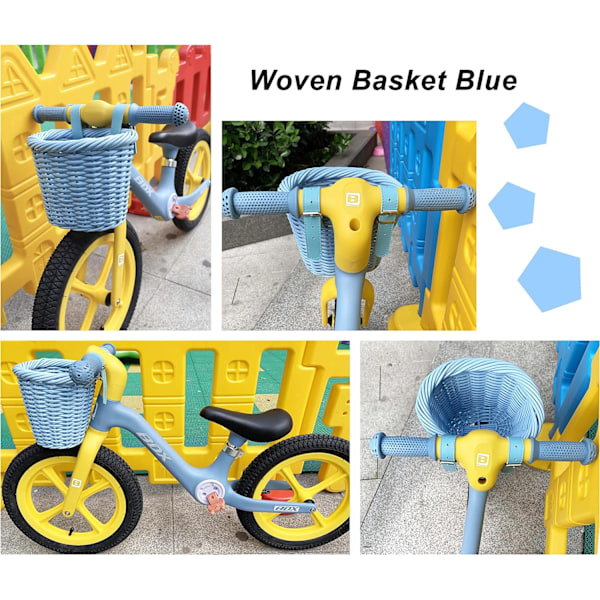 Flettet Mini Cykelkurv til Børnecykel Styr Blue