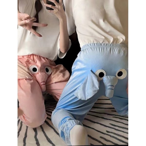 Hauskat Elefantti-Pyjamahousut, Söpöt Kolmiulotteiset Pari-Pyjamahousut Pink M