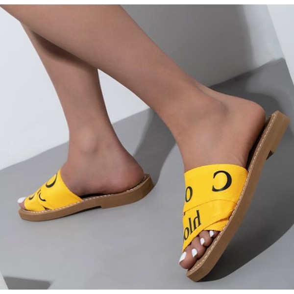 Alphabet Webbing Tykke Bunnsåler Damessko Yellow 41