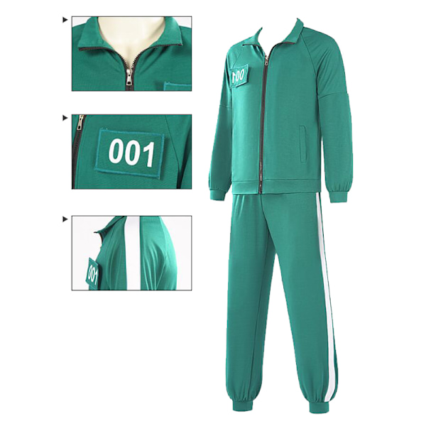 Squid Game Spiller 001/456 Voksen Cosplay Track Suit No.001 M