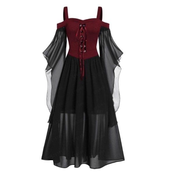Gotisk punkklänning för kvinnor Cosplayklänning black red 3XL