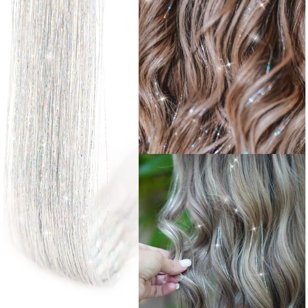 Clip in Hair Tinsel Extensions Kit för Halloween Cosplay Party Gold