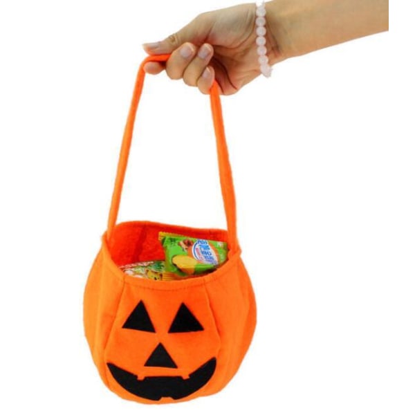 Halloween Barn Håller En Trick-Or-Treating Väska Pumpkin Bag