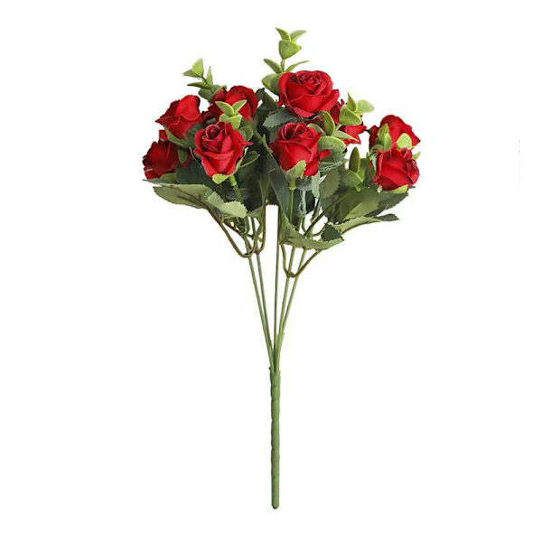 Simulering Rose 5 Branch Artificiell Rose Flower Red