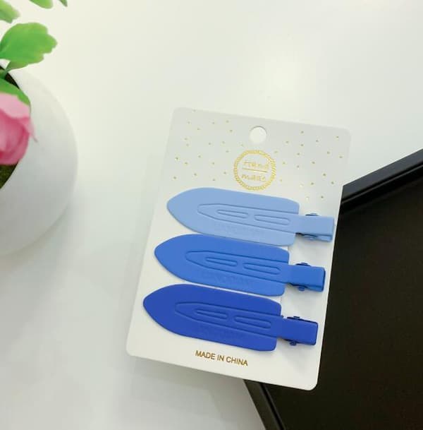 3-pack Candyfärgade Metalliska Hårclips som Inte Lämnar Märken Blue