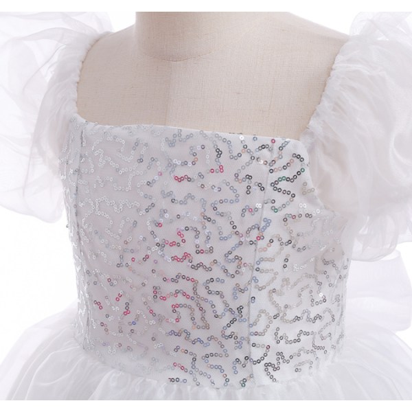 Bubbelärm barnklänning vit pösig klänning 100cm