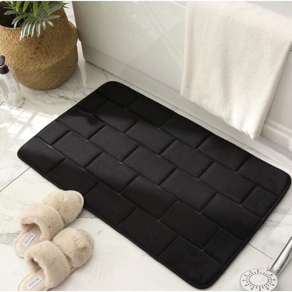 Superabsorberende Hurtigtørrende Badeværelsessvamp Gulvmåtte Black 40*60CM