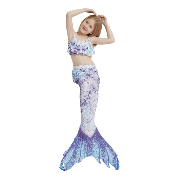 Baddräkt Mermaid Tails för simning purple white XXL