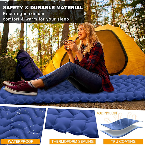 Sovsäckspåse Ultralätt Uppblåsbar Sovsäckspåse för Camping LT-04 Treasure Blue